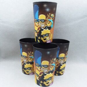 4 Simpsons 4D Universal Studios Hollywood Plastic Cup 32oz Tumblers BPA Free USA